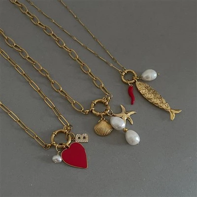 Vintage Heart And Letter Charm spajalica ogrlica