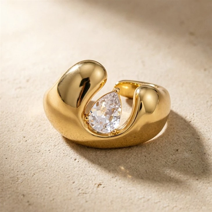 Thick Teardrop Cuff Ring factory