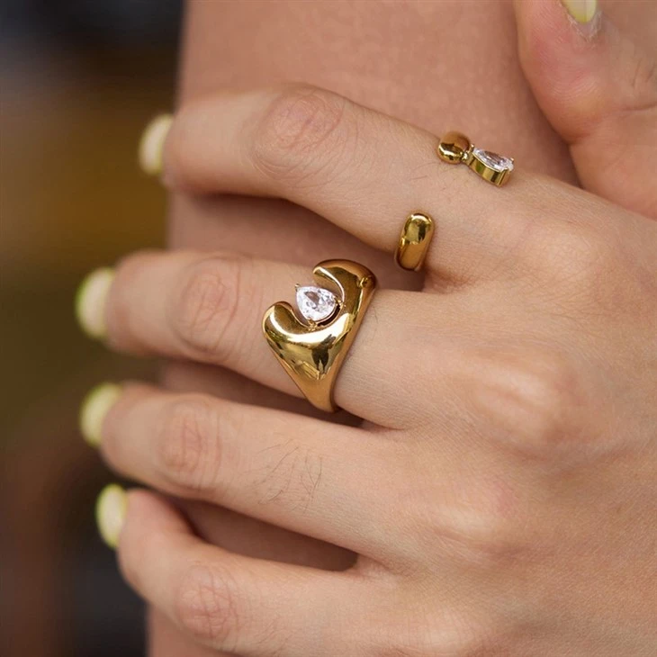 Thick Teardrop Cuff Ring high quality