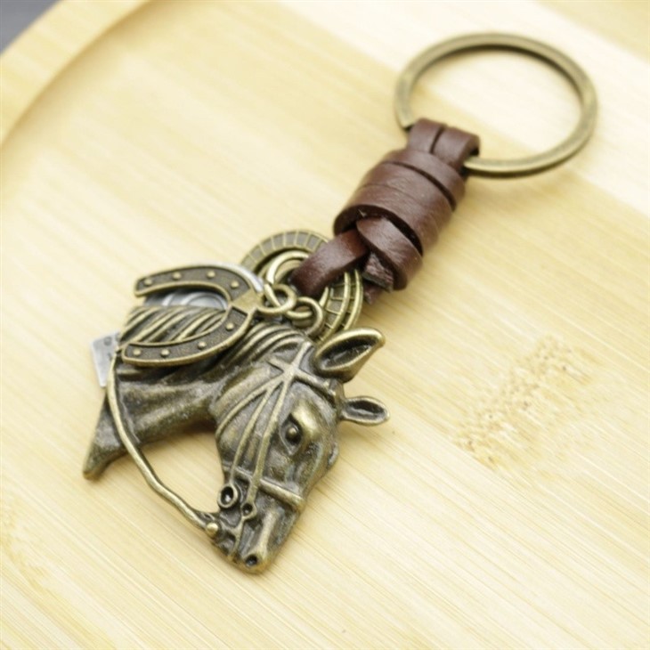 Vintage Horse Head Keychain | Braided Leather Mens Gift best